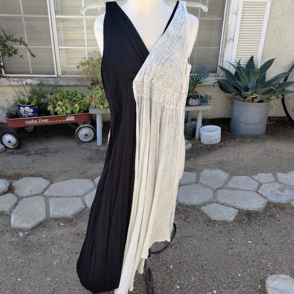 Anthropologie Maeve Elisabel Black/Cream Asymmetrical Hem Dress Size XS NWT